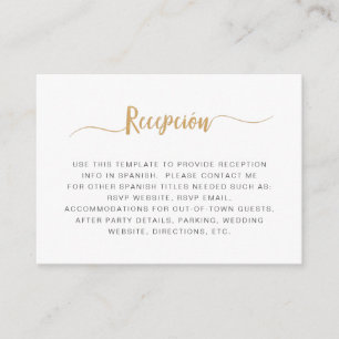 Tarjeta De Recepción Recepciòn de oro blanco simple