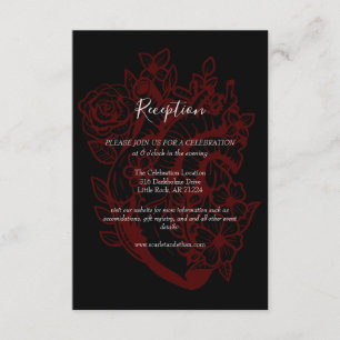 Tarjeta De Recepción Receptor de Boda de Manejo Corazón Floral Negro E