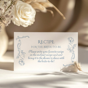 Tarjeta De Recepción Receta azul de la tela de Jouy para que la novia e