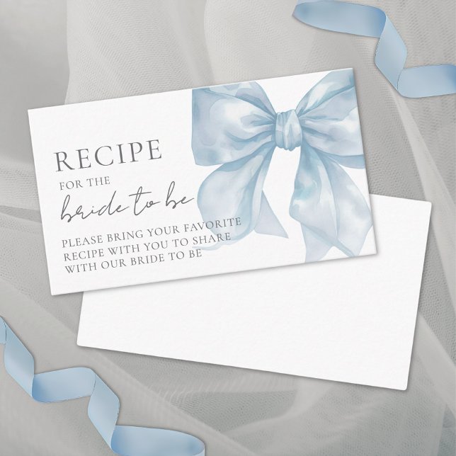 Tarjeta De Recepción Receta Blue Bow Bridal Shower (Recipe Blue Bow Bridal Shower Enclosure Card)