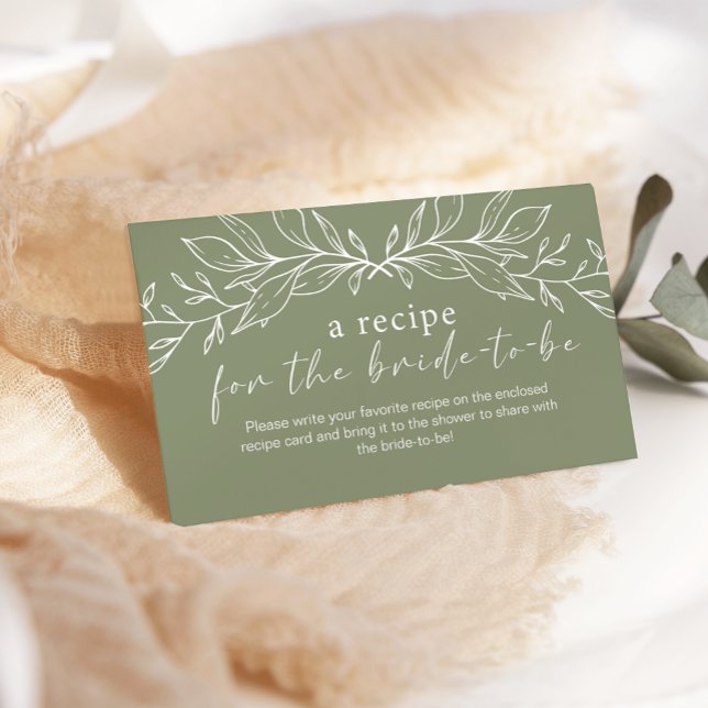 Tarjeta De Recepción Receta Boda de Flores de Boho Verde Sage (Subido por el creador)