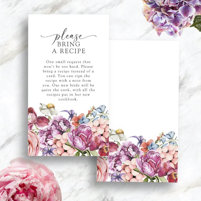 Tarjeta De Recepción Receta Colorida de Bring (Colorful Jewel Tone Bring A  Recipe Enclosure Card by Painted Paperie
)