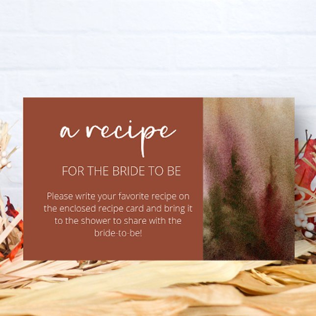 Tarjeta De Recepción Receta de acuarela del bosque otoñal para la novia (Subido por el creador)