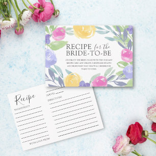 Tarjeta De Recepción Receta de Acuarela para la Novia Floral