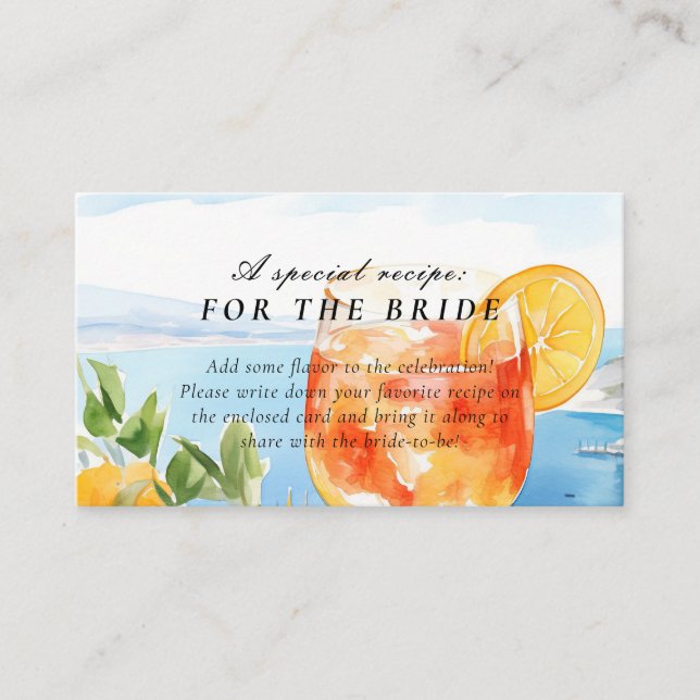 Tarjeta De Recepción Receta de Aperol Spritz Amalfi solicitud ducha de  (Anverso)