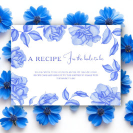 Tarjeta De Recepción Receta de baby shower floral algo azul