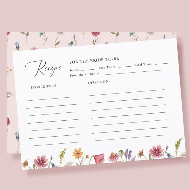 Tarjeta De Recepción Receta de Baby Shower Floral Silvestre de Jardín (Subido por el creador)