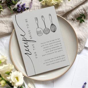 Tarjeta De Recepción Receta de Baby Shower Nupcial de Gris Suave Elegan