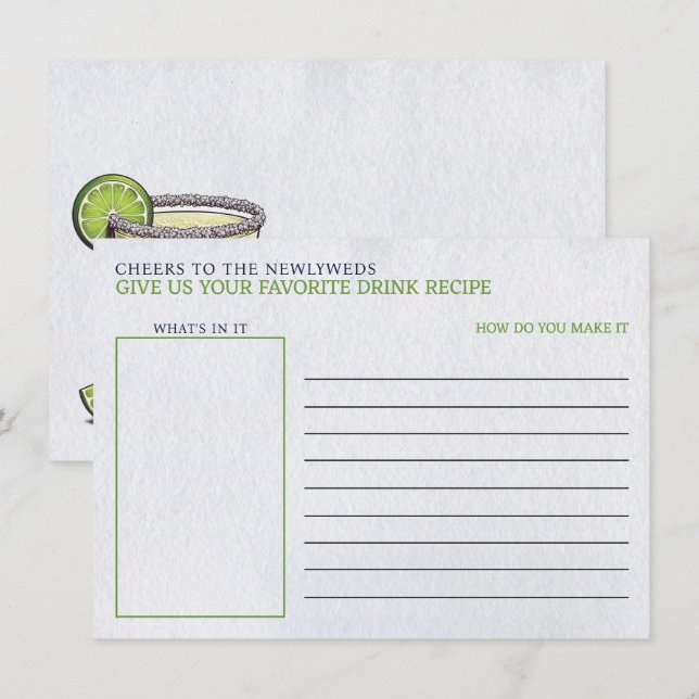 Tarjeta De Recepción Receta de bebidas con leche de novia margs & matri (Anverso / Reverso)