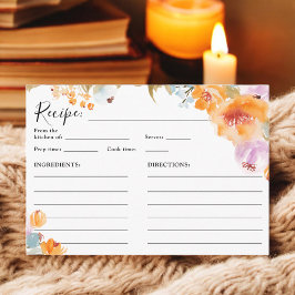 Tarjeta De Recepción Receta de boda boho floral pintada a mano con acua