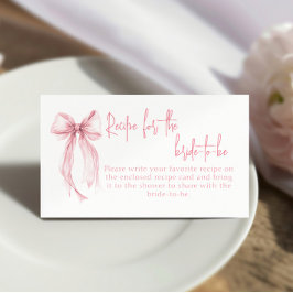 Tarjeta De Recepción Receta de Bow Rosado para la futura solicitud de n
