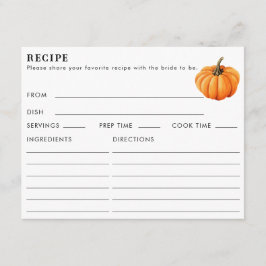 Tarjeta De Recepción Receta de calabaza de doble cara solicitud ducha d