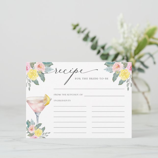 Tarjeta De Recepción Receta de cóctel brillante para la novia (Anverso de pie)