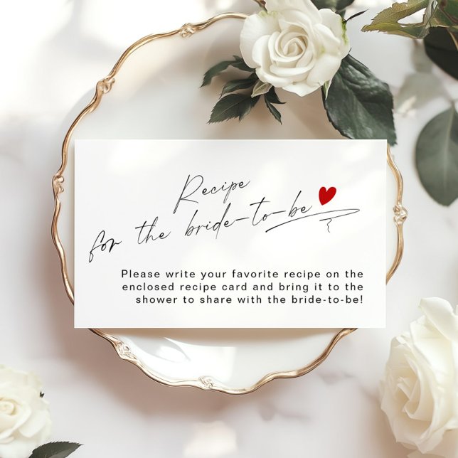 Tarjeta De Recepción Receta de corazón rojo de escritura moderna minima (Subido por el creador)