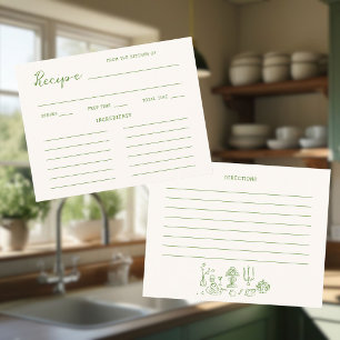 Tarjeta De Recepción Receta de Desayuno de Boda Verde Escrita a Mano