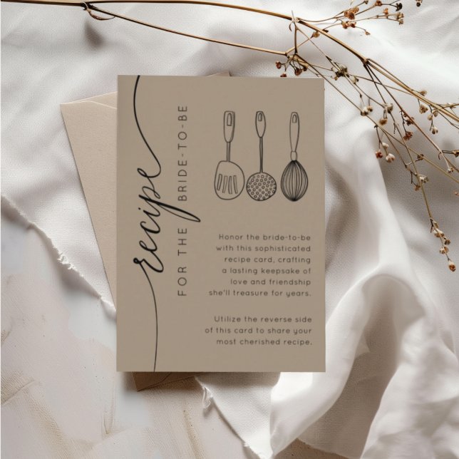 Tarjeta De Recepción Receta de Despedida de Soltera Boho Earthy Tan (Subido por el creador)
