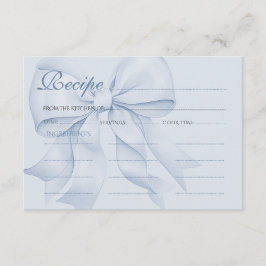 Tarjeta De Recepción Receta de Despedida de Soltera con Lazo Azul Elega