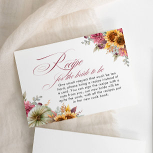 Tarjeta De Recepción Receta De Ducha Bridal Para La Novia
