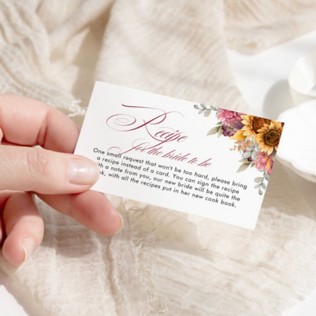 Tarjeta De Recepción Receta De Ducha Bridal Para La Novia (Subido por el creador)