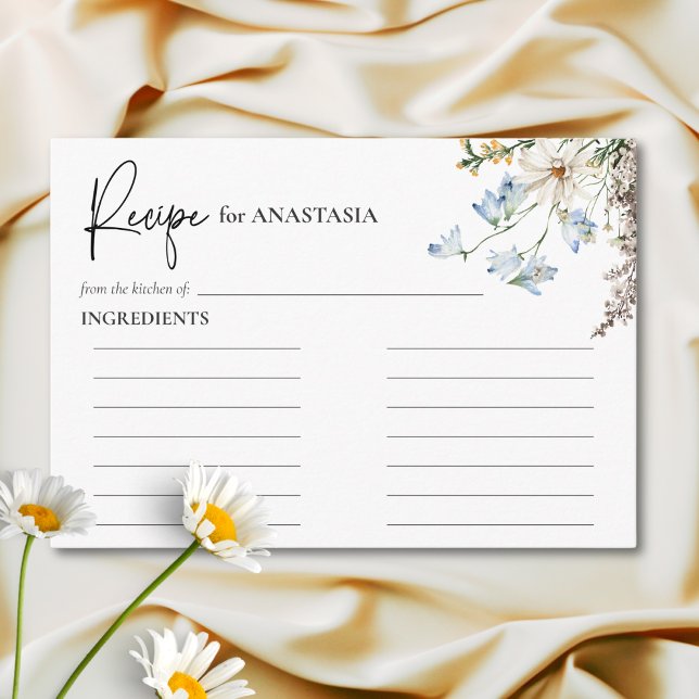 Tarjeta De Recepción Receta de ducha de flores silvestres azules rústic (Subido por el creador)