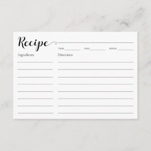 Tarjeta De Recepción Receta de ducha de novia