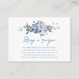 Tarjeta De Recepción Receta de ducha de novia con flores azules
