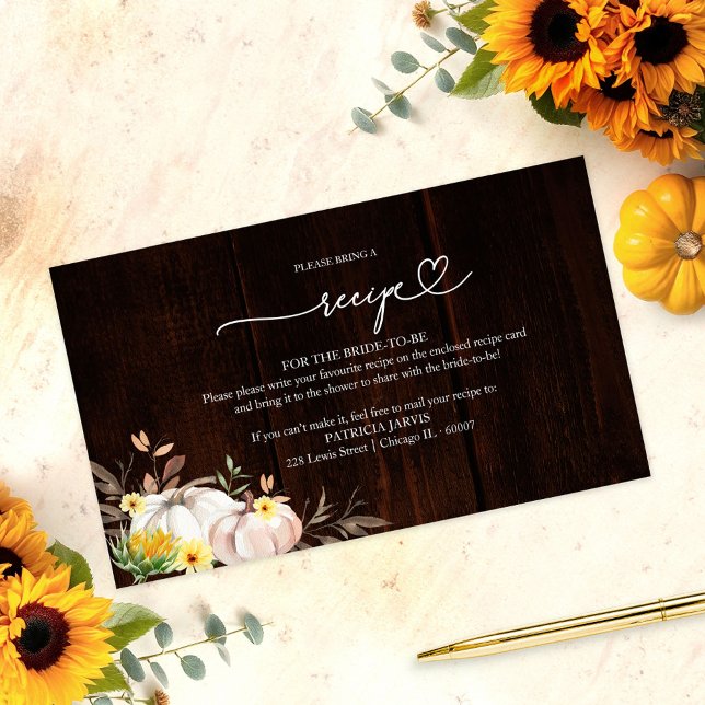 Tarjeta De Recepción Receta de ducha de novia con girasol de calabaza (Subido por el creador)