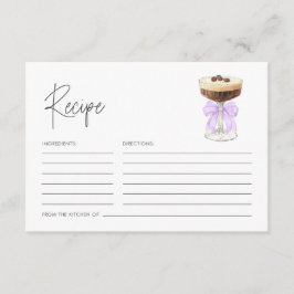 Tarjeta De Recepción Receta de ducha de novia de Bow Espresso Martini