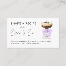 Tarjeta De Recepción Receta de ducha de novia de Bow Espresso Martini