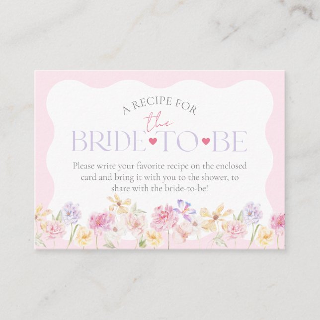 Tarjeta De Recepción Receta de ducha de novia moderna con olas de flore (Anverso)