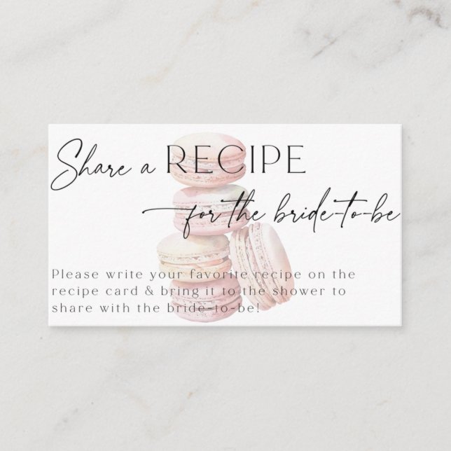 Tarjeta De Recepción Receta de ducha de novia solicitud Macaron rosa (Anverso)