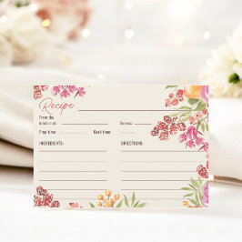 Tarjeta De Recepción Receta de ducha de novias de color boho pintado a 
