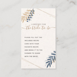 Tarjeta De Recepción Receta de ducha de novias de oro azul de la Marina