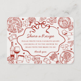 Tarjeta De Recepción Receta de ducha nupcial italiana de pasta roja Tha