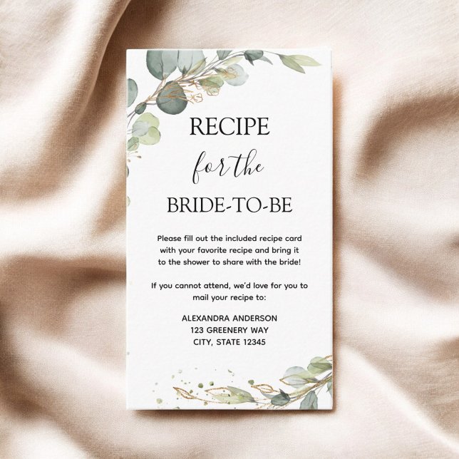 Tarjeta De Recepción Receta de ecología del Eucalyptus para ser novia (Subido por el creador)