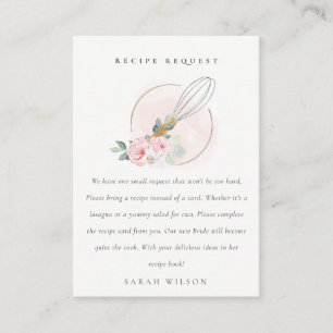 Tarjeta De Recepción Receta de Floral Whisk de madera solicitud ducha d