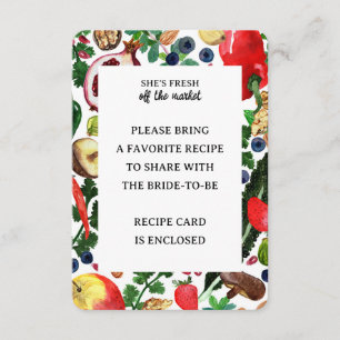 Tarjeta De Recepción Receta de Fruit Veggie Watercolor FRESH OFF MARKET