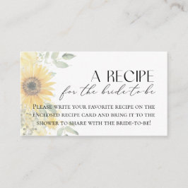 Tarjeta De Recepción Receta de girasol para la novia