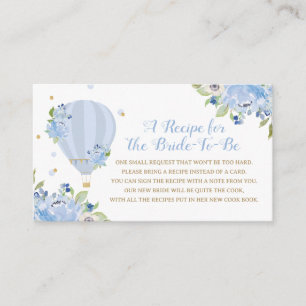 Tarjeta De Recepción Receta de globo de aire caliente floral azul para