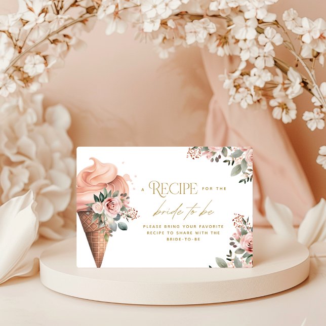 Tarjeta De Recepción Receta De Helado Reducido Ducha De Novias Rosa (Subido por el creador)