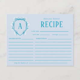 Tarjeta De Recepción Receta de la ducha de novia algo azul Cresta Flora