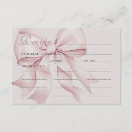 Tarjeta De Recepción Receta de la ducha de novia con lazo rosa
