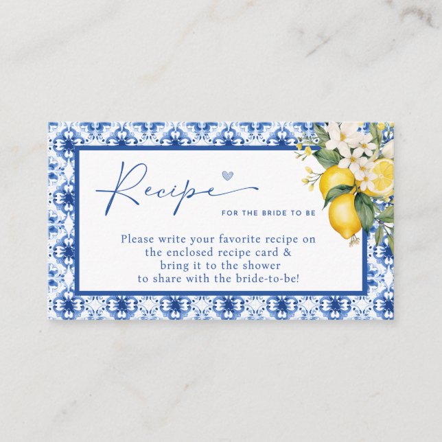 TARJETA DE RECEPCIÓN RECETA DE LA DUCHA DEL PUENTE DE LEMON (Anverso)