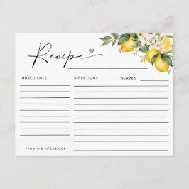 TARJETA DE RECEPCIÓN RECETA DE LA DUCHA DEL PUENTE DE LEMON