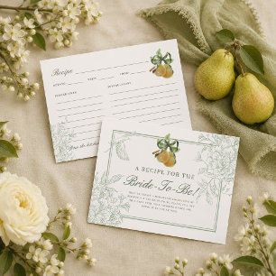 Tarjeta De Recepción Receta de la ducha nupcial de pera perfecta verde