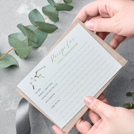 Tarjeta De Recepción Receta de la ducha nupcial floral azul polvoriento