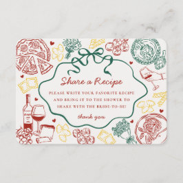 Tarjeta De Recepción Receta de la ducha nupcial italiana de Pasta Thats