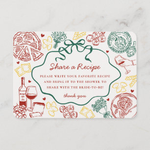 Tarjeta De Recepción Receta de la ducha nupcial italiana de Pasta Thats