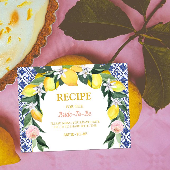 Tarjeta De Recepción Receta de la futura novia de azulejos italianos li (Subido por el creador)