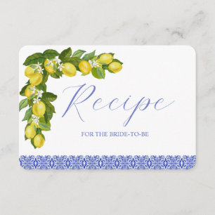 Tarjeta De Recepción Receta de Limone I Limón italiano y azulejo azul